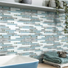 Weiße Farbe Streifenform Dekoration Backsplash Wand Glasmosaik gemischt mit Metallmosaikfliesen