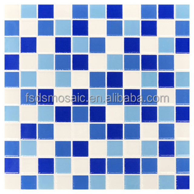 Blaue Kristallglas-Mosaik-Bodenfliesen, Badezimmerfliesen, Schwimmbad-Mosaikglas 