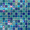 Blauer Kristall, schillerndes Glasmosaik, Bodenfliesen, Badezimmerfliesen, Schwimmbad, Mosaikglas